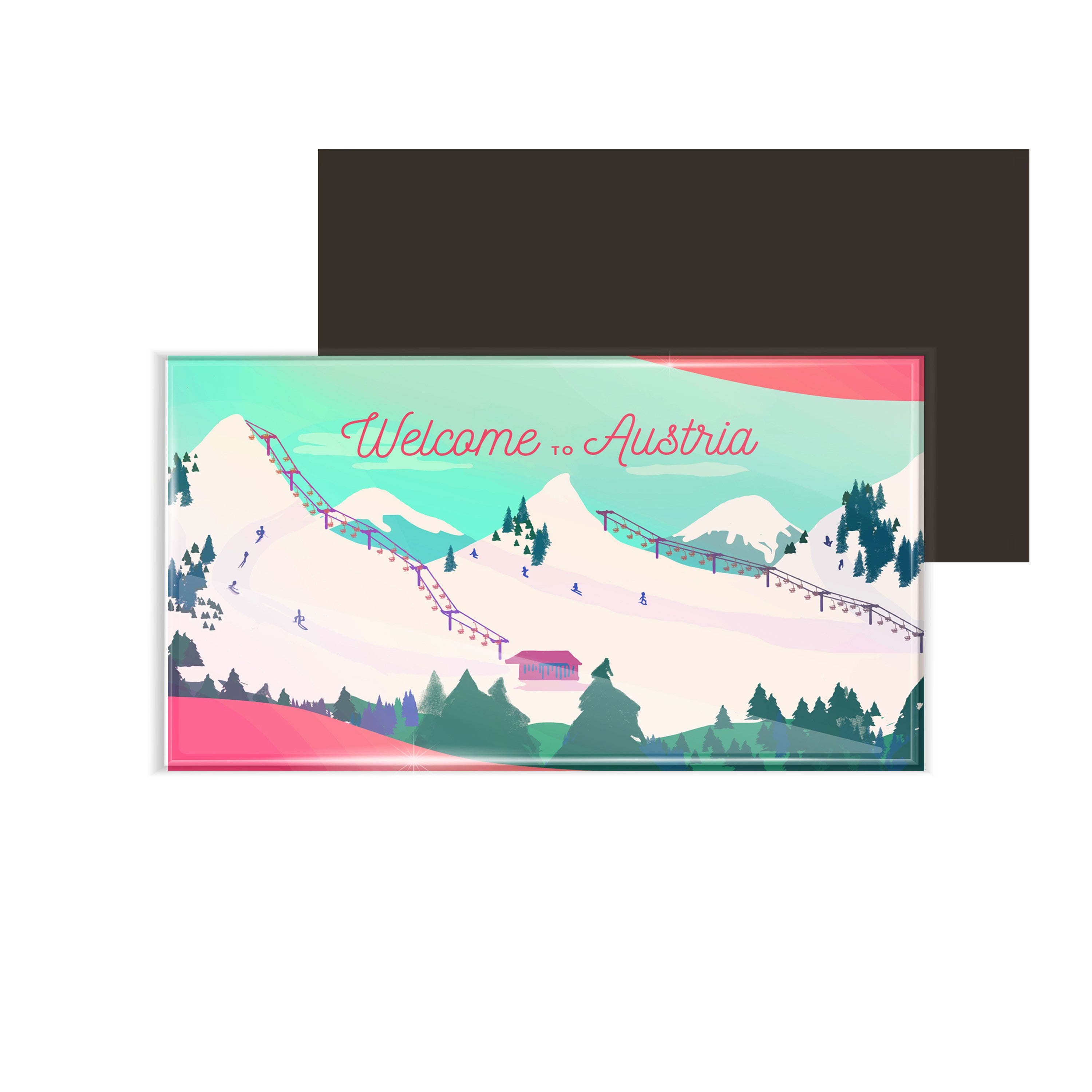 dhcrafts Fridge Magnet Rectangle Acrylic Glass (8.6 x 5.4 cm) Multicolor Travel Austria Design Pack of 1